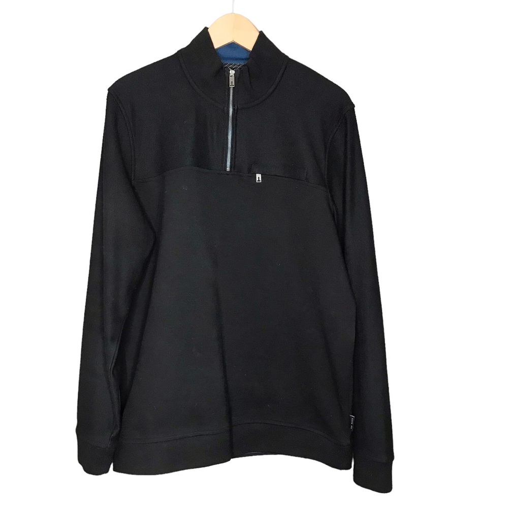 Ted Baker London Slim Fit 1/4 Zip Black Pullover Sweater Men's Large